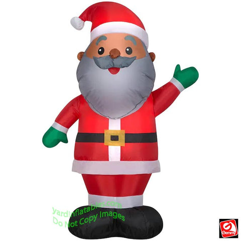 4' Gemmy Airblown Inflatable Christmas African American Santa Claus w/ Green Mittens