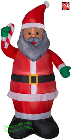 7' Airblown Inflatable African American Santa w/ Candy Cane