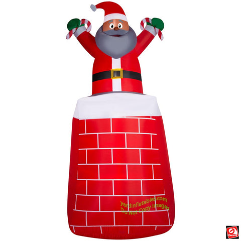 11.5' Gemmy Airblown Inflatable Christmas African American Santa Claus In Chimney
