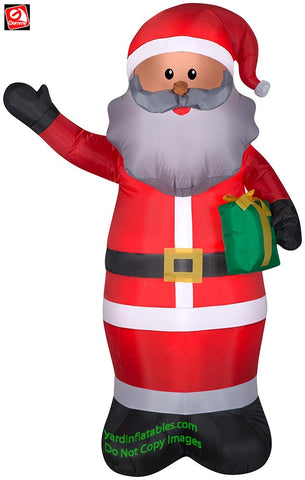 6.5' Gemmy Airblown Inflatable African American Santa Claus Holding Present