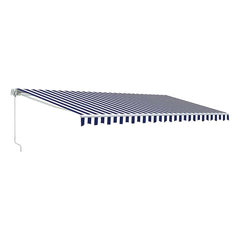 Aleko Awnings 10 x 8 Feet Blue and White Striped Retractable White Frame Patio Awning by Aleko 781880265061 AW10X8BWSTR03-AP 10x8 Ft Blue White Striped Retractable White Frame Patio Awning Aleko