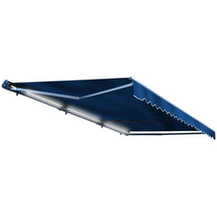 Aleko Awnings 10 x 8 Feet Blue Half Cassette Motorized Retractable LED Luxury Patio Awning by Aleko 781880238591 AWCL10X8BLUE30-AP 10x8 Ft Blue Half Cassette Motorized Retractable LED Patio Awning