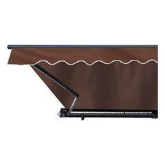 10 x 8 Feet Brown Half Cassette Motorized Retractable LED Luxury Patio Awning by Aleko