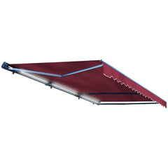 Aleko Awnings 10 x 8 Feet Burgundy Half Cassette Motorized Retractable LED Luxury Patio Awning by Aleko 781880238683 AWCL10X8BURG37-AP 10x8 Ft Burgundy Half Cassette Motorized Retractable LED Patio Awning