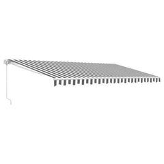 Aleko Awnings 10 x 8 Feet Gray and White Motorized Retractable White Frame Patio Awning Striped by Aleko 781880237709 AWM10X8GREYWHT-AP 10 x 8 Feet Gray and White Motorized Retractable Patio Awning Striped