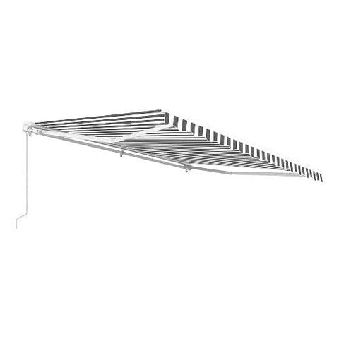 Aleko Awnings 10 x 8 Feet Gray and White Motorized Retractable White Frame Patio Awning Striped by Aleko 781880237709 AWM10X8GREYWHT-AP 10 x 8 Feet Gray and White Motorized Retractable Patio Awning Striped