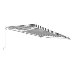 10 x 8 Feet Gray and White Motorized Retractable White Frame Patio Awning Striped by Aleko