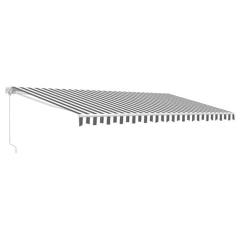 Aleko Awnings 10 x 8 Feet Gray and White Motorized Retractable White Frame Patio Awning Striped by Aleko 781880237709 AWM10X8GREYWHT-AP 10 x 8 Feet Gray and White Motorized Retractable Patio Awning Striped