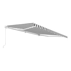 Aleko Awnings 10 x 8 Feet Gray and White Striped Retractable White Frame Patio Awning by Aleko 781880246183 AW10X8GREYWHT-AP 10x8 Ft Gray White Striped Retractable White Frame Patio Awning Aleko