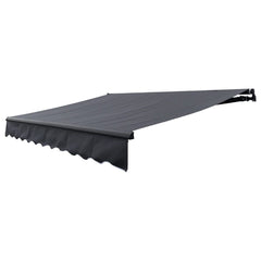 10 x 8 Feet Gray Motorized Retractable Black Frame Patio Awning by Aleko