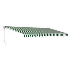 Aleko Awnings 10 x 8 Feet Green and White Striped Retractable White Frame Patio Awning by Aleko 781880247333 AW10X8GWSTR00-AP 10x8 Ft Green White Striped Retractable White Frame Patio Awning Aleko