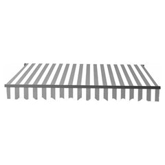 Aleko Awnings 10 x 8 Feet Motorized Retractable Black Frame Patio Awning - Gray and White Stripes by Aleko 703980254547 ABM10X8GREYWHT-AP 10x8Ft Motorized Retractable Black Frame Patio Awning GrayWhite Stripes