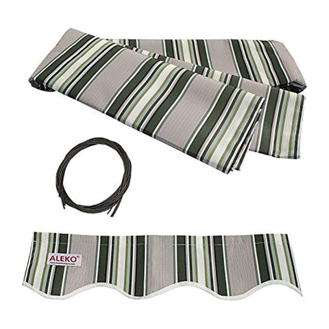 Aleko Awnings 10 x 8 Feet Multi-Striped Green Half Cassette Motorized Retractable LED Luxury Patio Awning by Aleko 781880245186 AWCL10X8MSGR58-AP 10x8 Ft Multi-Striped Green Half Cassette Motorized LED Patio Awning