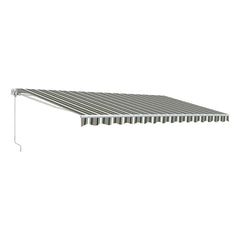 Aleko Awnings 10 x 8 Feet Multi Striped Green Retractable White Frame Patio Awning by Aleko 781880265054 AW10X8MSTRGR58-AP 10x8 FT Multi Striped Green Retractable White Frame Patio Awning Aleko