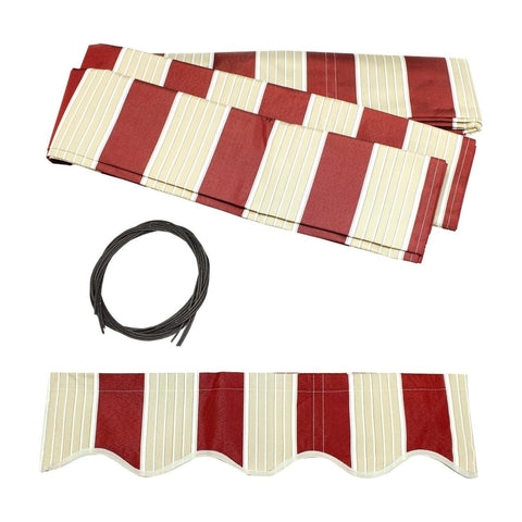 Aleko Awnings 10 x 8 Feet Multi-Striped Red Half Cassette Motorized Retractable LED Luxury Patio Awning by Aleko 781880245940 AWCL10X8MSRD19-AP 10x8 Ft Multi-Striped Red Half Cassette Motorized LED Patio Awning