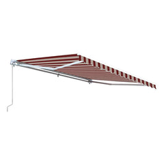 10 x 8 Feet Multi Striped Red Retractable White Frame Patio Awning by Aleko