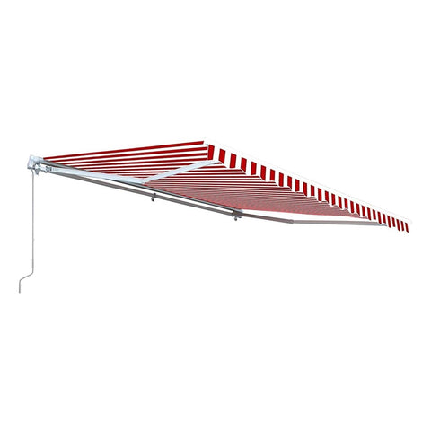 Aleko Awnings 10 x 8 Feet Red and White Stripe Retractable White Frame Patio Awning by Aleko 781880247371 AW10X8RWSTR05-AP 10x8 Ft Red White Stripe Retractable White Frame Patio Awning by Aleko