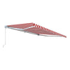 Image of Aleko Awnings 10 x 8 Feet Red and White Stripe Retractable White Frame Patio Awning by Aleko 781880247371 AW10X8RWSTR05-AP 10x8 Ft Red White Stripe Retractable White Frame Patio Awning by Aleko