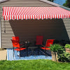 Image of Aleko Awnings 10 x 8 Feet Red and White Stripe Retractable White Frame Patio Awning by Aleko 781880247371 AW10X8RWSTR05-AP 10x8 Ft Red White Stripe Retractable White Frame Patio Awning by Aleko