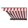 Image of Aleko Awnings 10 x 8 Feet Red and White Stripes Half Cassette Motorized Retractable LED Luxury Patio Awning by Aleko 781880246015 AWCL10X8RDWT05-AP 10x8 Ft Red White Stripes Half Cassette Motorized LED Patio Awning