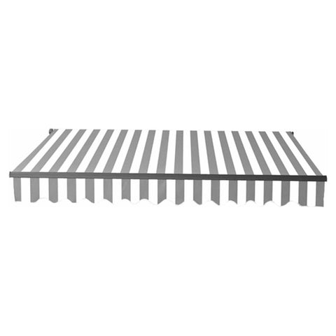 Aleko Awnings 10 x 8 Feet Retractable Black Frame Patio Awning - Gray and White Stripes by Aleko 703980253793 AB10X8GREYWHT-AP 10x8 Ft Retractable Black Frame Patio Awning Gray White Stripes Aleko