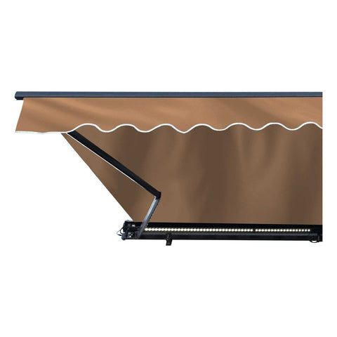 Aleko Awnings 10 x 8 Feet Sand Half Cassette Motorized Retractable LED Luxury Patio Awning by Aleko 781880238362 AWCL10X8SAND31-AP 10x8 Ft Sand Half Cassette Motorized Retractable LED Patio Awning