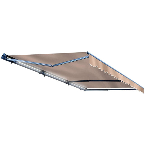 Aleko Awnings 10 x 8 Feet Sand Half Cassette Motorized Retractable LED Luxury Patio Awning by Aleko 781880238362 AWCL10X8SAND31-AP 10x8 Ft Sand Half Cassette Motorized Retractable LED Patio Awning