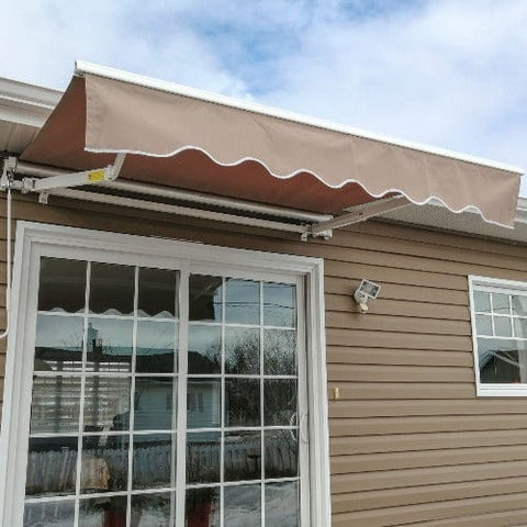 Aleko Awnings 10 x 8 Feet Sand Motorized Retractable White Frame Patio Awning by Aleko 781880237716 AWM10X8SAND31-AP 10 x 8 Feet Sand Motorized Retractable White Frame Patio Awning Aleko