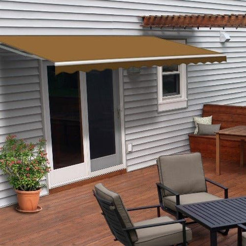 Aleko Awnings 10 x 8 Feet Sand Motorized Retractable White Frame Patio Awning by Aleko 781880237716 AWM10X8SAND31-AP 10 x 8 Feet Sand Motorized Retractable White Frame Patio Awning Aleko