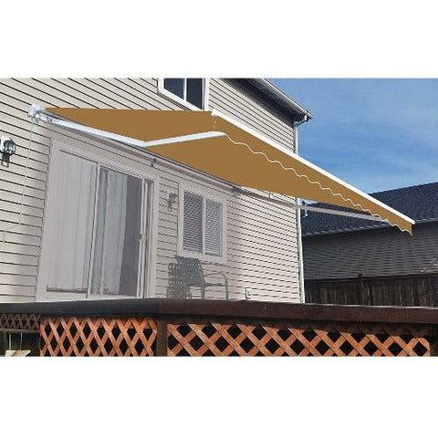 Aleko Awnings 10 x 8 Feet Sand Motorized Retractable White Frame Patio Awning by Aleko 781880237716 AWM10X8SAND31-AP 10 x 8 Feet Sand Motorized Retractable White Frame Patio Awning Aleko