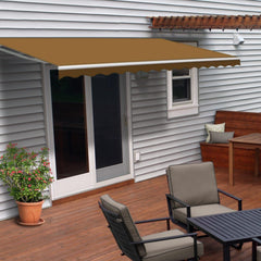 Aleko Awnings 10 x 8 Feet Sand Retractable Retractable White Frame Patio Awning by Aleko 781880246121 AW10X8SAND31-AP 10x8 Ft Sand Retractable Retractable White Frame Patio Awning by Aleko