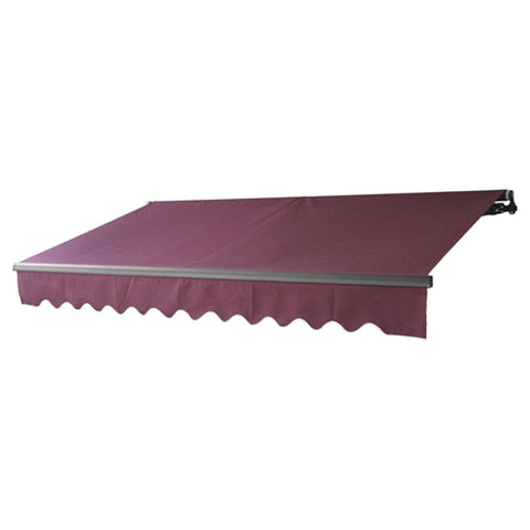 Aleko Awnings 13 x 10 Feet - Burgundy Motorized Retractable Black Frame Patio Awning by Aleko 703980254813 ABM13X10BURG37-AP 13 x 10 Feet - Burgundy Motorized Retractable Black Frame Patio Awning