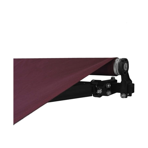 Aleko Awnings 13 x 10 Feet - Burgundy Motorized Retractable Black Frame Patio Awning by Aleko 703980254813 ABM13X10BURG37-AP 13 x 10 Feet - Burgundy Motorized Retractable Black Frame Patio Awning