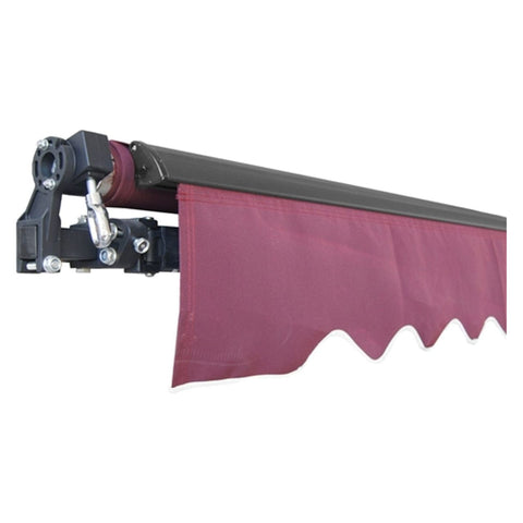 Aleko Awnings 13 x 10 Feet - Burgundy Motorized Retractable Black Frame Patio Awning by Aleko 703980254813 ABM13X10BURG37-AP 13 x 10 Feet - Burgundy Motorized Retractable Black Frame Patio Awning