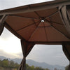 Image of Aleko Canopies & Gazebos 10 x 10 Feet Sand Color Double Roof Aluminum Gazebo with Wooden Finish and Curtain by Aleko 703980250976 GZC10X10W-AP 10x10 Feet Sand Double Roof Aluminum Gazebo w/ Wooden Finish & Curtain