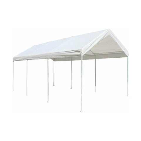 Aleko Canopies & Gazebos 10 x 20 Ft Heavy Duty White Polyethylene Carport with Steel Frame by Aleko 649870029324 CP1020NS-AP 10 x 20 Ft Heavy Duty White Polyethylene Carport w/ Steel Frame Aleko