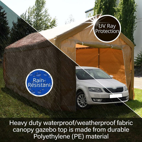 Aleko Canopies & Gazebos 10x 20 Ft Beige Heavy Duty Outdoor Canopy Carport Tent by Aleko 781880281825 CP1020BE-AP 10x20Ft Beige Heavy Duty Outdoor Canopy Carport Tent Aleko CP1020BE-AP