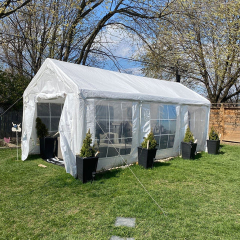 Aleko Canopies & Gazebos 10x 20 Ft Heavy Duty Outdoor Canopy Tent with Sidewalls and Windows by Aleko 649870029829 CPWT1020-AP 10x 20 Ft Heavy Duty Canopy Tent Sidewalls Windows Aleko # CPWT1020-AP