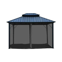 Aleko Canopy Tents & Pergolas 12 x 10 Feet Black Color Double Roof Aluminum and Steel Hardtop Gazebo with Mosquito Net by Aleko 655222807564 GAZM10X12-AP 12 x 10 Feet Black Color Double Roof Aluminum and Steel Hardtop Gazebo with Mosquito Net by Aleko SKU# GAZM10X12-AP