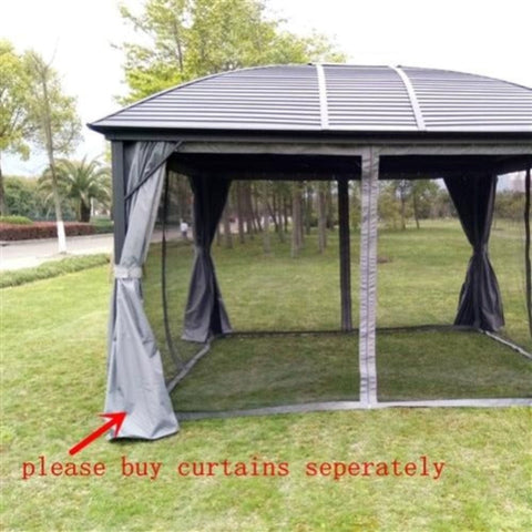 Aleko Canopy Tents & Pergolas 12 x 10 Feet Black Hardtop Round Roof Patio Gazebo with Mosquito Net by Aleko 703980250396 GZM10X12-AP 12 x 10 Feet Black Hardtop Round Roof Patio Gazebo with Mosquito Net by Aleko SKU# GZM10X12-AP