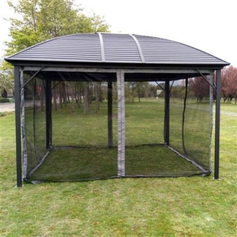 Aleko Canopy Tents & Pergolas 12 x 10 Feet Black Hardtop Round Roof Patio Gazebo with Mosquito Net by Aleko 703980250396 GZM10X12-AP 12 x 10 Feet Black Hardtop Round Roof Patio Gazebo with Mosquito Net by Aleko SKU# GZM10X12-AP