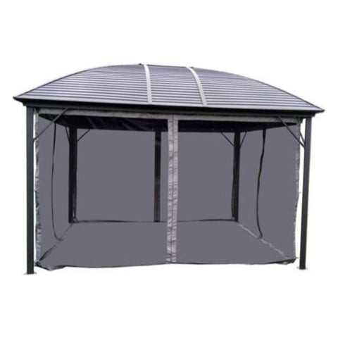 Aleko Canopy Tents & Pergolas 12 x 10 Feet Black Hardtop Round Roof Patio Gazebo with Mosquito Net by Aleko 703980250396 GZM10X12-AP 12 x 10 Feet Black Hardtop Round Roof Patio Gazebo with Mosquito Net by Aleko SKU# GZM10X12-AP