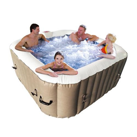 Aleko Hot Tubs 4 Person 160 Gallon Square Inflatable Brown Hot Tub Spa With Cover by Aleko 655222803962 HTISQ4BR-AP 4 Person 160 Gallon Square Inflatable Brown Hot Tub Spa With Cover by Aleko SKU# HTISQ4BR-AP