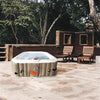 Image of Aleko Hot Tubs 4 Person 160 Gallon Square Inflatable Brown Hot Tub Spa With Cover by Aleko 655222803962 HTISQ4BR-AP 4 Person 160 Gallon Square Inflatable Brown Hot Tub Spa With Cover by Aleko SKU# HTISQ4BR-AP