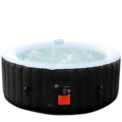 Aleko Hot Tubs 4 Person 210 Gallon Black Round Inflatable Jetted Hot Tub Spa With Cover by Aleko HTIR4WHBK-AP 4 Person 210 Gallon Black Round Jetted Hot Tub w/ Cover HTIR4WHBK-AP