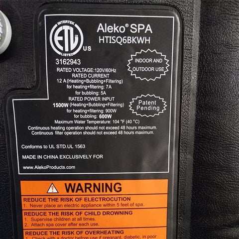Aleko Hot Tubs 6 Person 250 Gallon Square Inflatable Black and White Hot Tub Spa With Cover by Aleko 655222807137 HTISQ6BKWH-AP 6 Person 250 Gallon Square Inflatable Black and White Hot Tub Spa With Cover by Aleko SKU# HTISQ6BKWH-AP