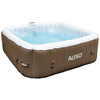 Image of Aleko Hot Tubs 6 Person 250 Gallon Square Inflatable Brown and White Hot Tub Spa With Cover by Aleko 655222807144 HTISQ6BRWH-AP 6 Person 250 Gallon Square Brown White Hot Tub Spa Aleko HTISQ6BRWH-AP