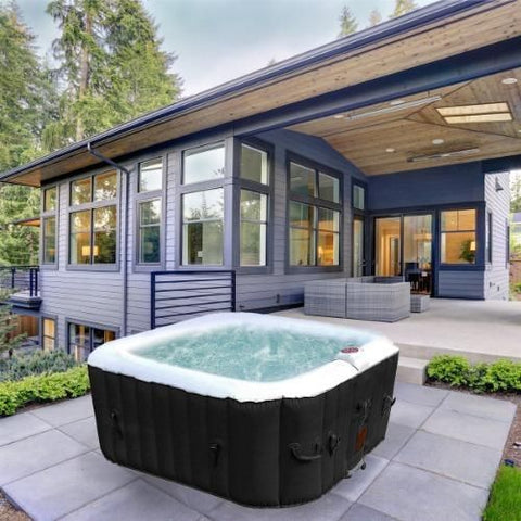 Aleko Hot Tubs 6 Person 265 Gallon Black Square Inflatable Jetted Hot Tub with Cover by Aleko 0655222807120 HTISQ6GYBK-AP