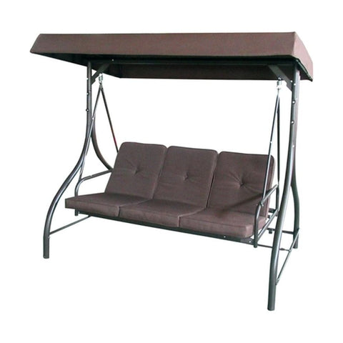 Aleko Outdoor Seating Canopy Patio Swing Bench Brown by Aleko 649870029836 SWC03BR-AP Canopy Patio Swing Bench Brown by Aleko SKU# SWC03BR-AP