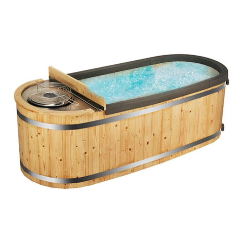 Aleko Pool & Spa 2 Person 132 Gallon Natural Pine Hot Tub with Charcoal Stove by Aleko 781880205166 HT2PIN-AP 2 Person 132 Gallon Pine Hot Tub with Charcoal Stove Aleko HT2PIN-AP